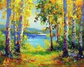 Original trees canvas art woods oil painting landscape lake